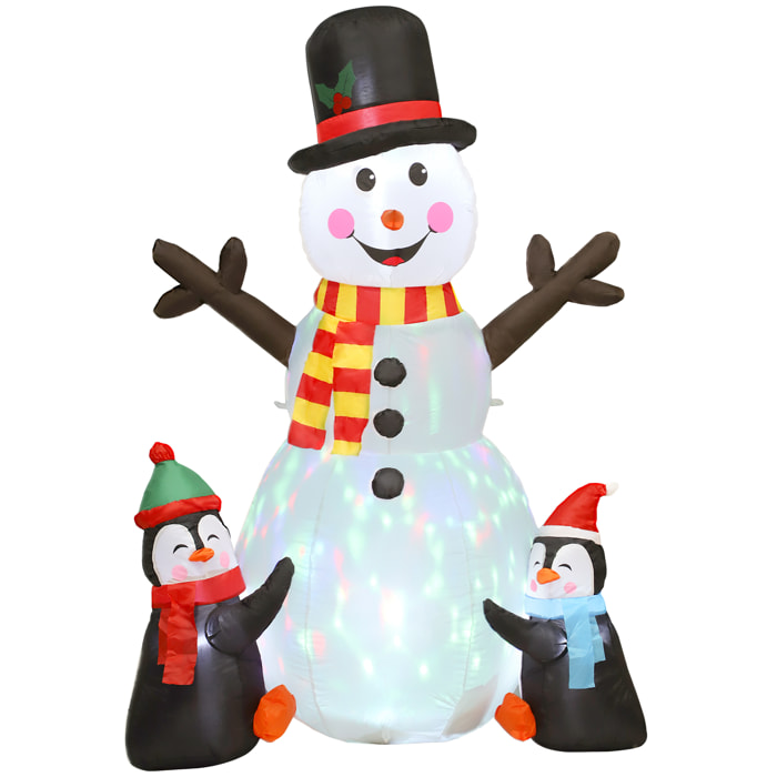 Bonhomme de neige et pingouins gonflable LED de Noël - matériel fixation et souffleur inclus - polyester