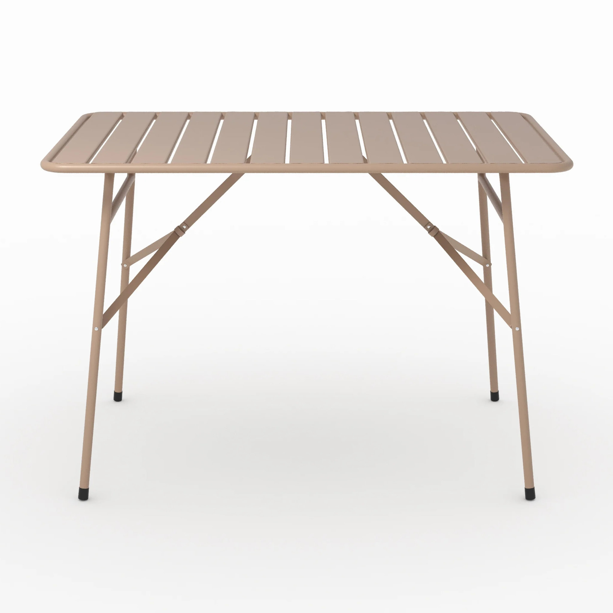 Table et chaises de jardin pliantes 4 personnes en métal taupe - Yumi