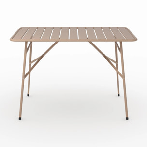 Table et chaises de jardin pliantes 4 personnes en métal taupe - Yumi