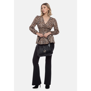 Camomilla - Blusa CALVYN in Viscosa, beige-nero (42)