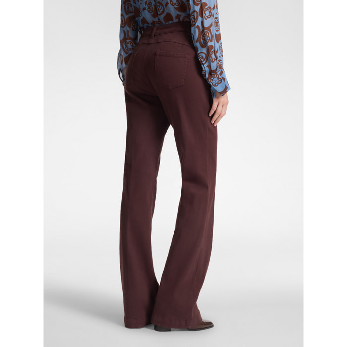 Elena Mirò - Pantalones flare en drill mezcla de algodón - Burgundy