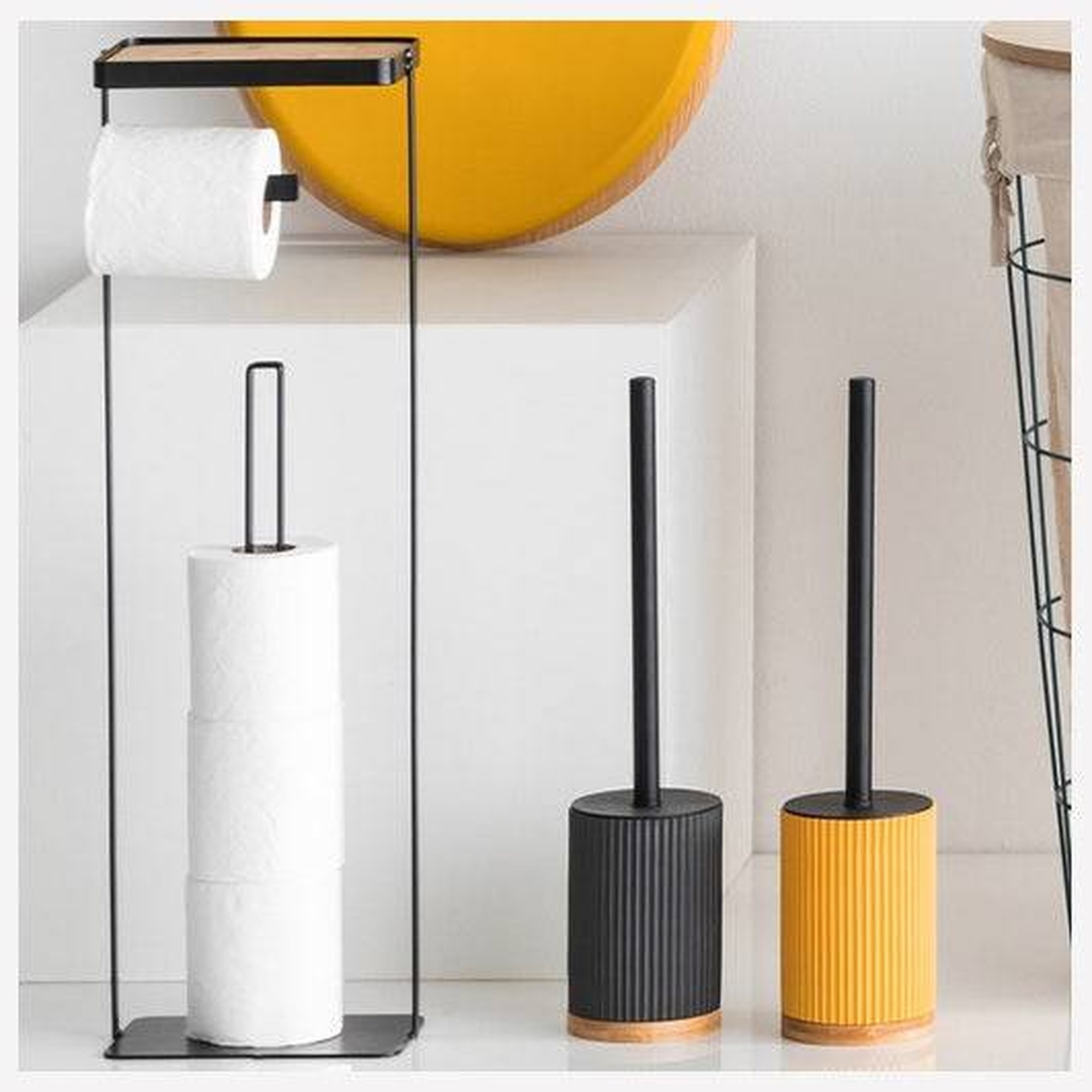 Soporte para papel higiénico, con reserva y sporte para teléfono