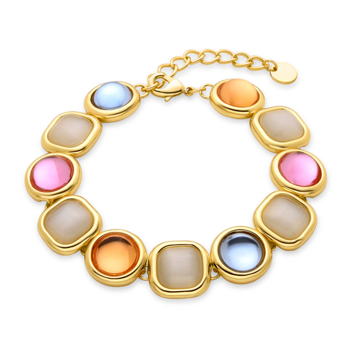 Pulsera de Cristal Multicolor acabada en oro amarillo de 18K