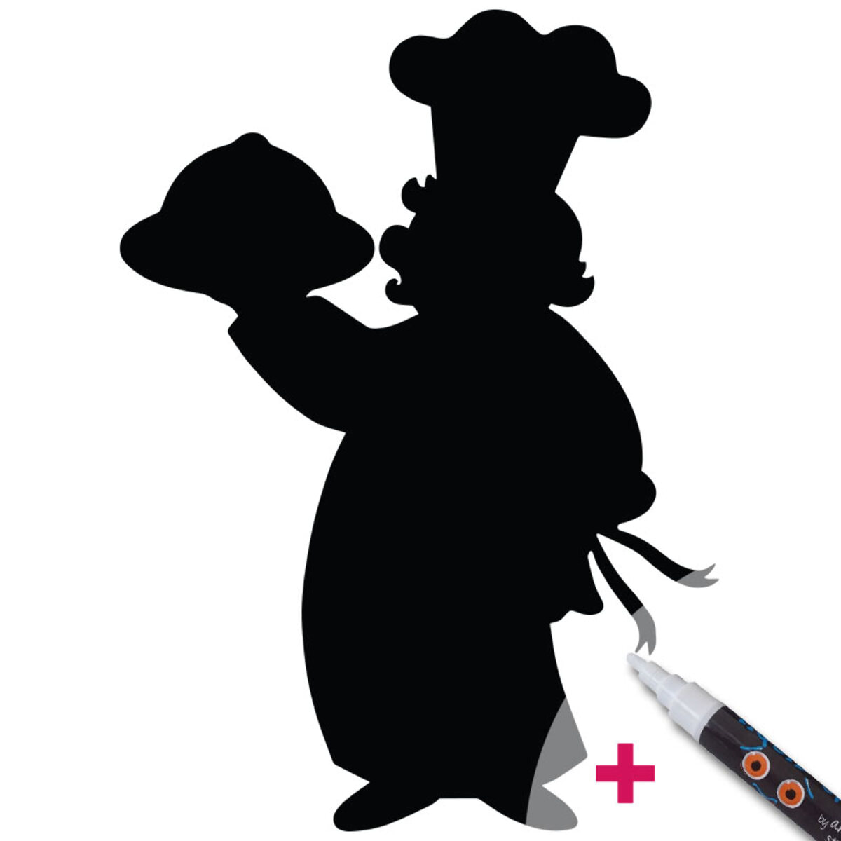 Sticker ardoise tableau noir - stickers muraux adhésif effaçable - CHEF DE CUISINE + CRAIE LIQUIDE BLANCHE