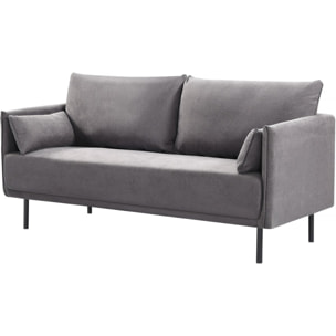 Canapé fixe tissu "Rudy" - 180.5 x 78 x 52 cm - 3 places - Gris foncé