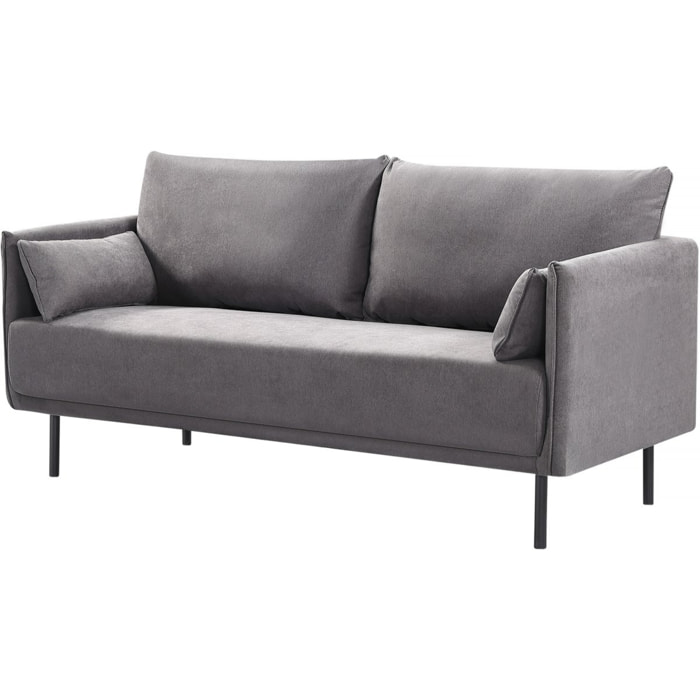 Canapé fixe tissu "Rudy" - 180.5 x 78 x 52 cm - 3 places - Gris foncé