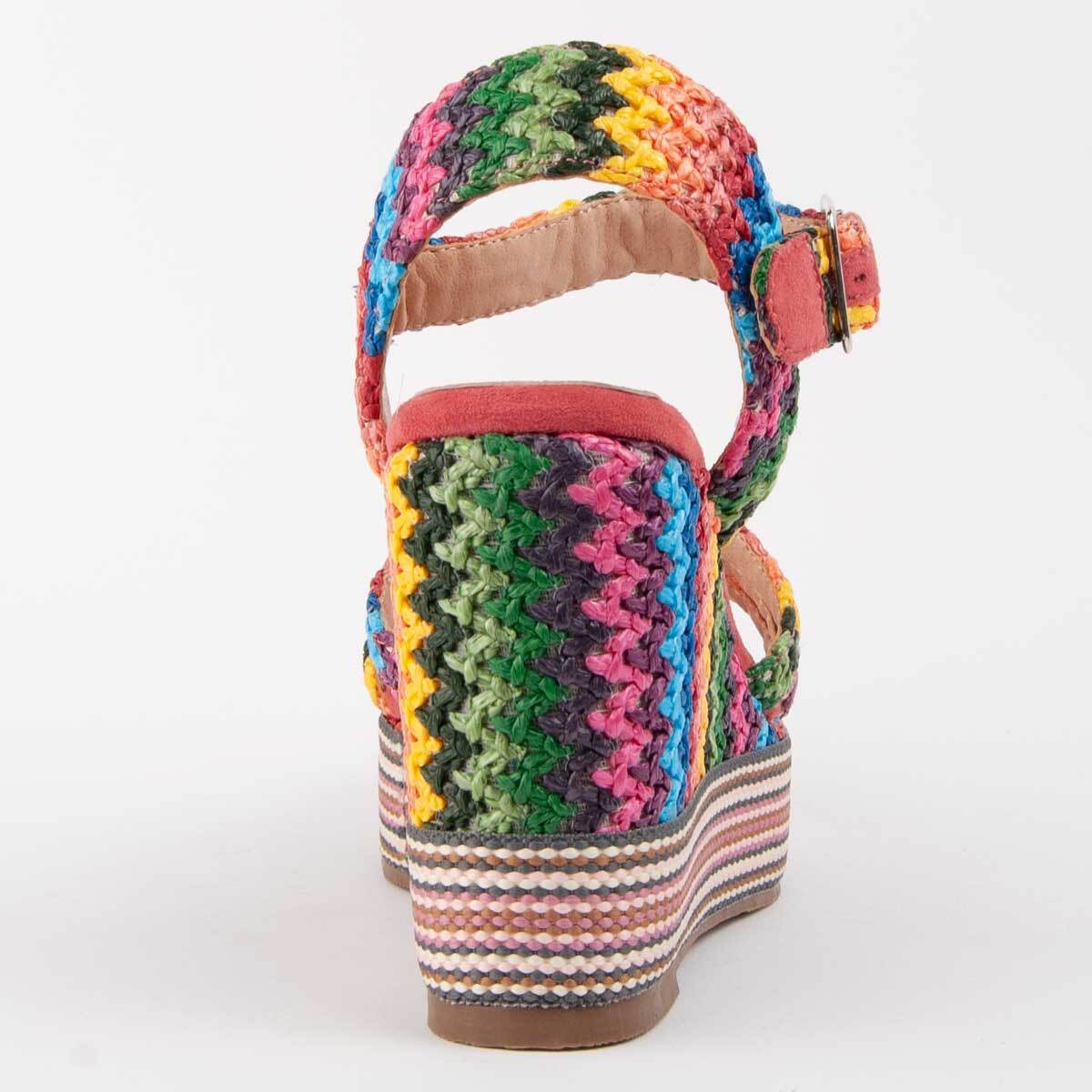 Sandalia De Cuña - Multicolor - Altura: 12 Cm
