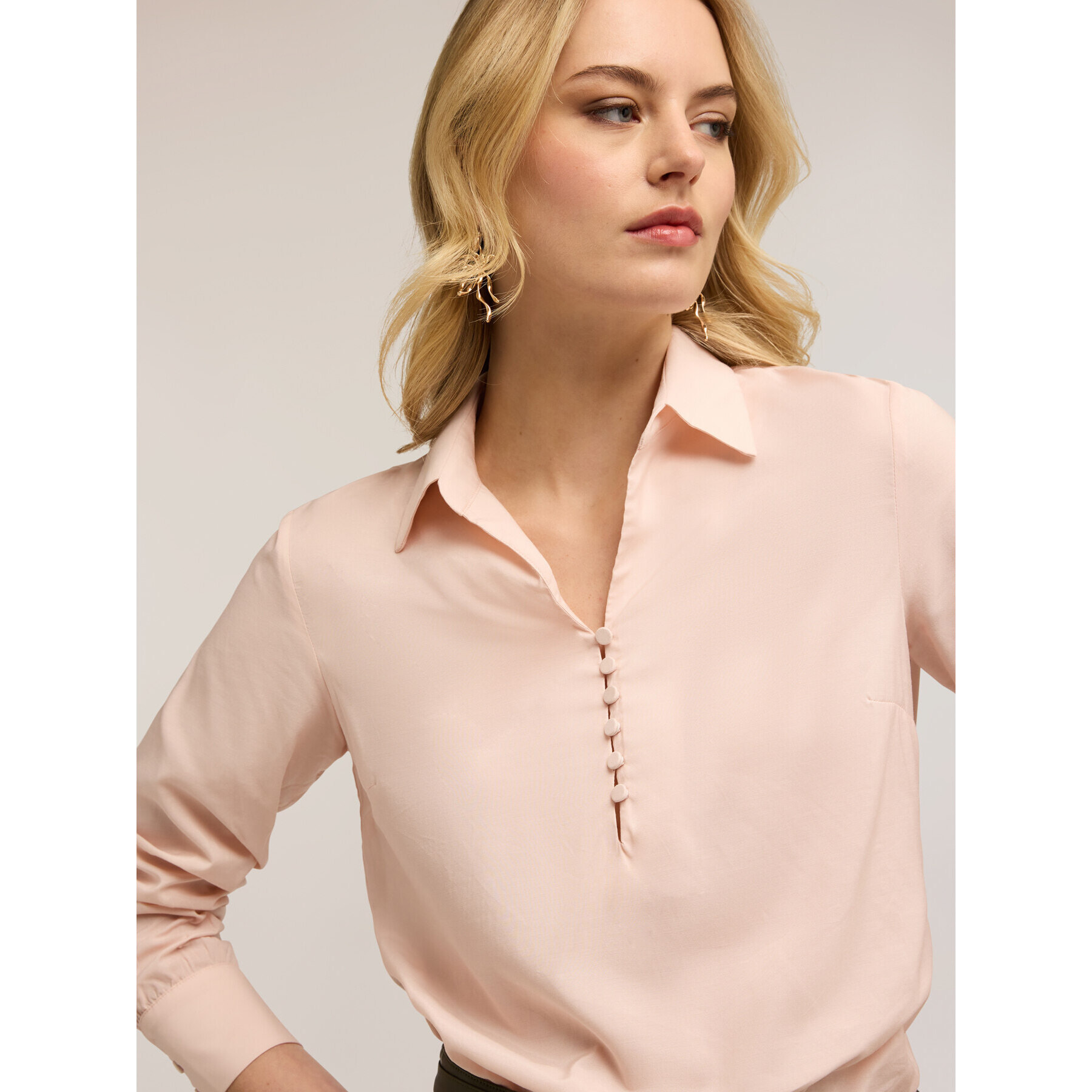 Motivi - Blusa con cuello de satén - Rosa