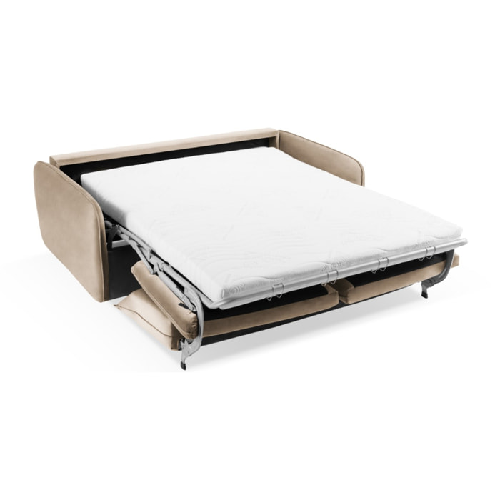 Canapé convertible "Vienna" 3 places en velours beige