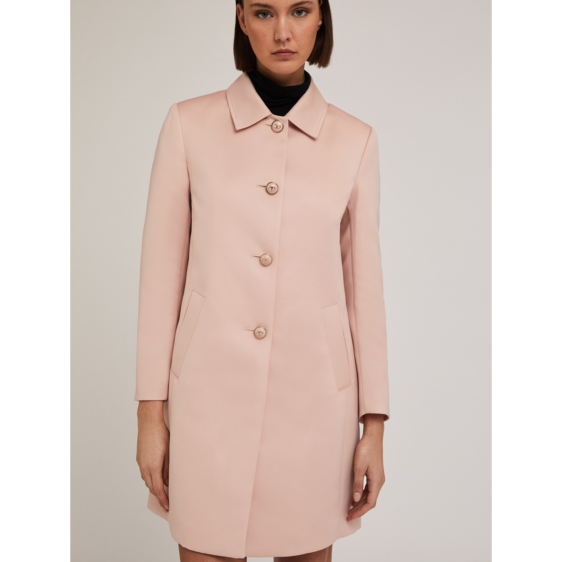 Motivi - Cappotto monopetto in raso duchesse - Rosa cipria