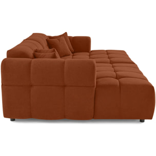 Ray - canapé droit 4 places avec double méridienne - assise profonde - en tissu texturé - Rouille