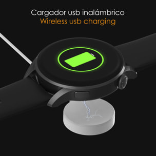 DAM Smartwatch DT3 con notificaciones, pantalla dividida, modos multideportivos y monitor cardíaco. Incluye correas de cuero y silicona. 4,5x1,2x5 Cm. Color: Negro