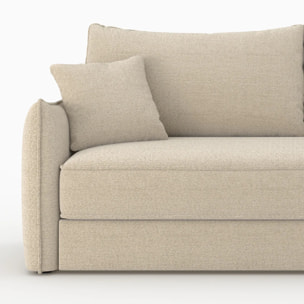 Canapé convertible 3 places en tissu effet lin beige - Céleste