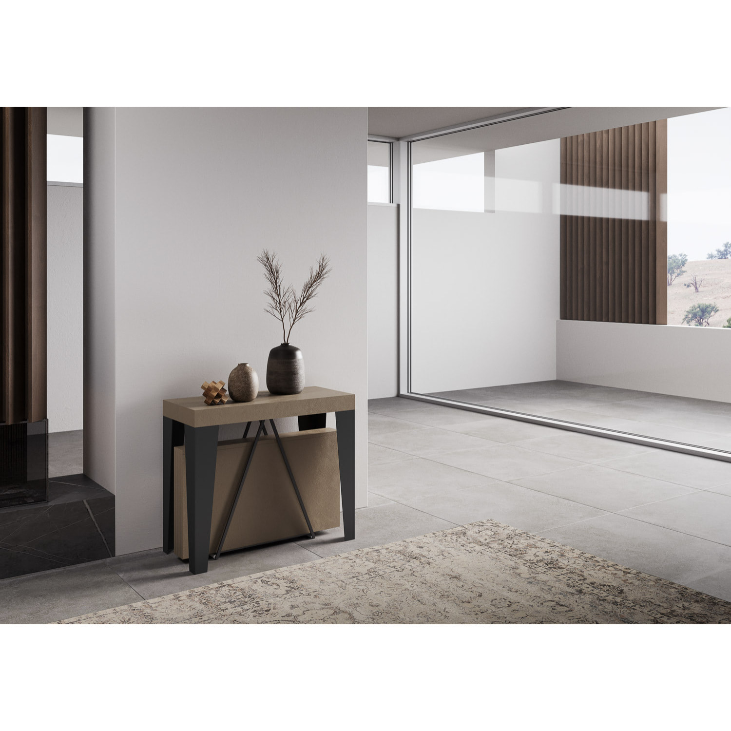 Consolle allungabile 90x40/196 cm Algo Small tortora telaio antracite