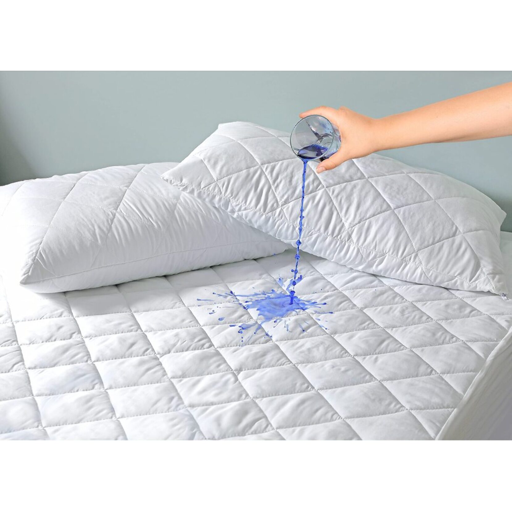 Protege Matelas 100% Polyester 205gsm Matelasse Impermeable Respirant Blanc