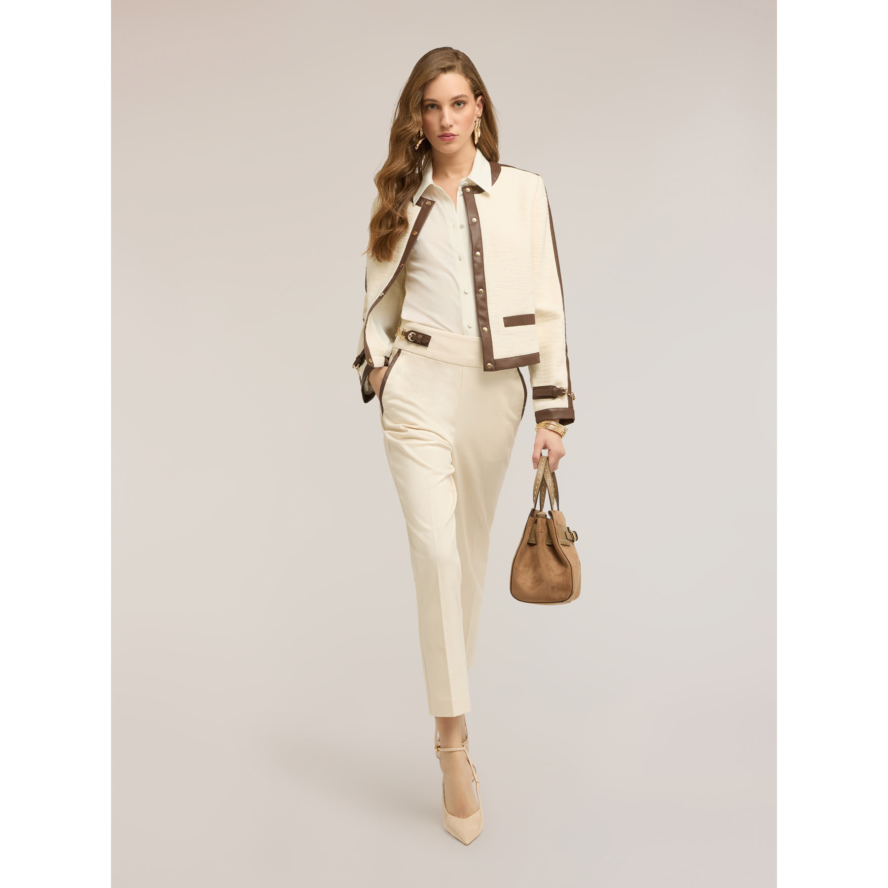 Motivi - Pantalones regular con motivo hebillas laterales - Beige