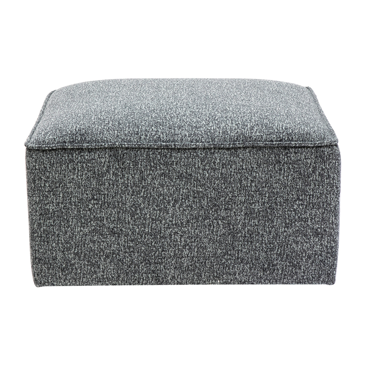 Pouf repose pieds en tissu chiné gris foncé KERRY