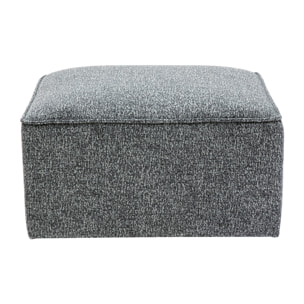 Pouf repose pieds en tissu chiné gris foncé KERRY