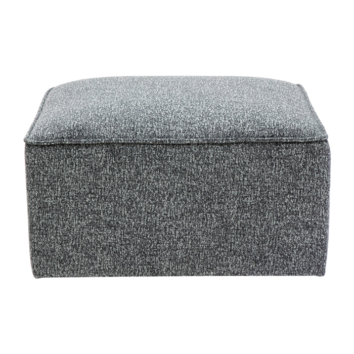 Pouf repose pieds en tissu chiné gris foncé KERRY