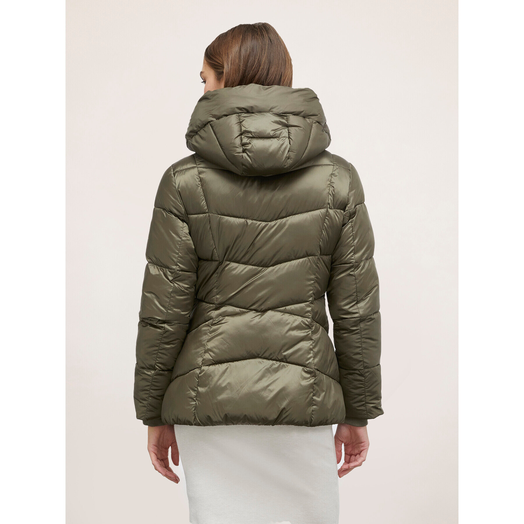 Motivi - Giacca imbottita con cappuccio e doppia zip - Verde militare