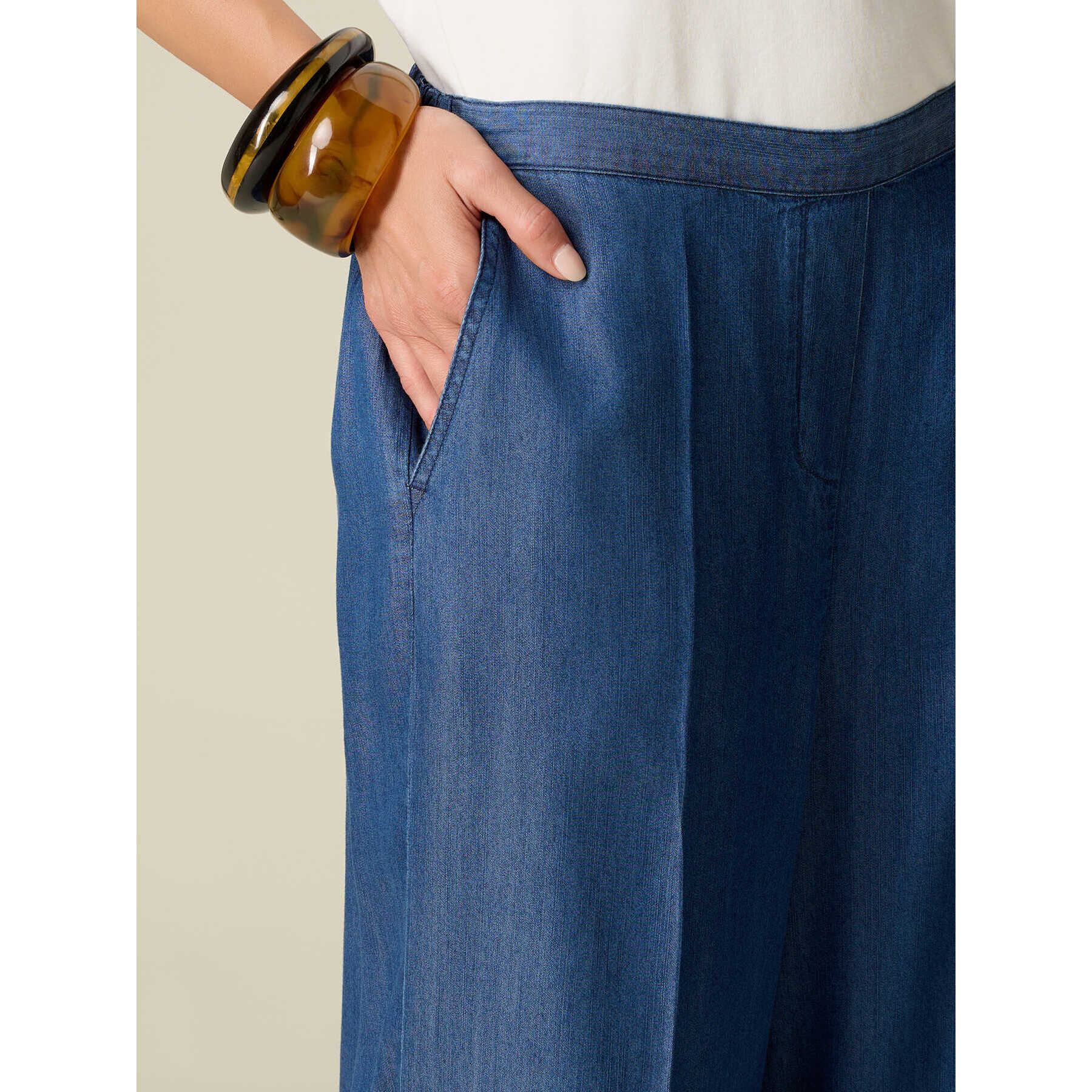 Oltre - Pantaloni palazzo in tencel - Blu
