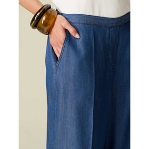 Oltre - Pantaloni palazzo in tencel - Blu