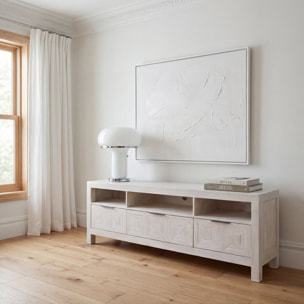 Meuble tv Cuzco -bois massif d'araucaria-couleur blanc  wild 173 x 62 x 45 cm