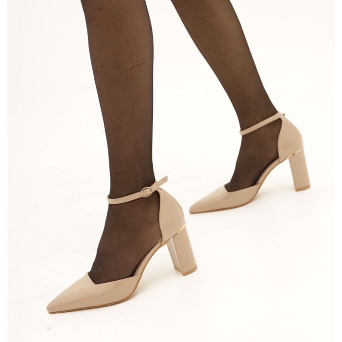 DECOLLETE' D'ORSAY PUNTA CHOCOLA' BEIGE