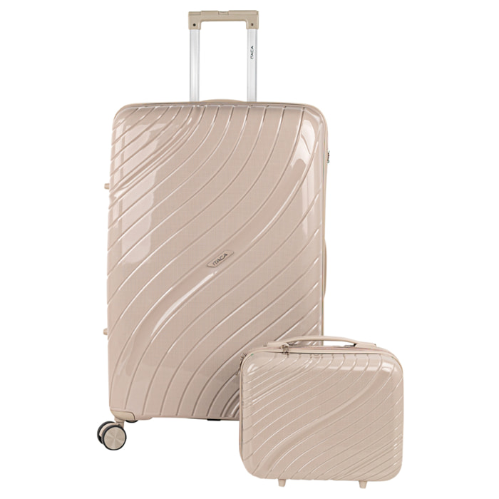 Juego De Maletas Rígidas Pp Itaca Danubio Taupe