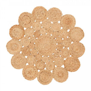 Tapis rond fait main en jute motif rond VODO