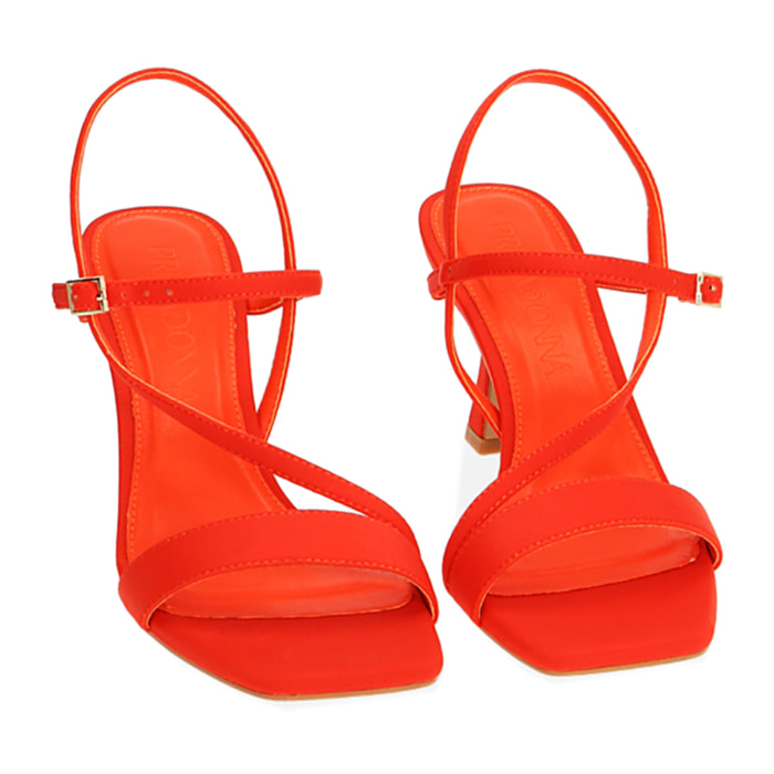 Sandali corallo in lycra, tacco 7,5 cm