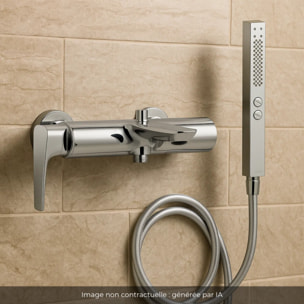 Pack mitigeur bain douche Aléo+ + douchette Shift+ carée + flexible lisse 160 cm
