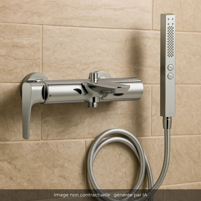 Pack mitigeur bain douche Aléo+ + douchette Shift+ carée + flexible lisse 160 cm