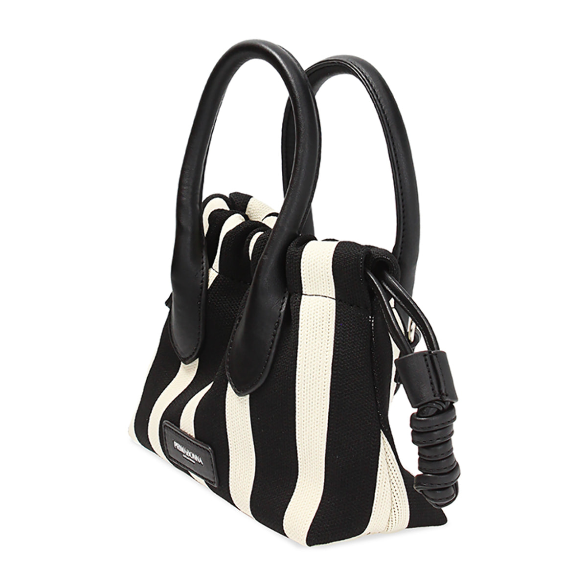 Mini bag donna nera e panna in canvas