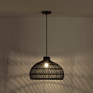 Lámpara de techo de ratán natural en Negro, diámetro 46 cm