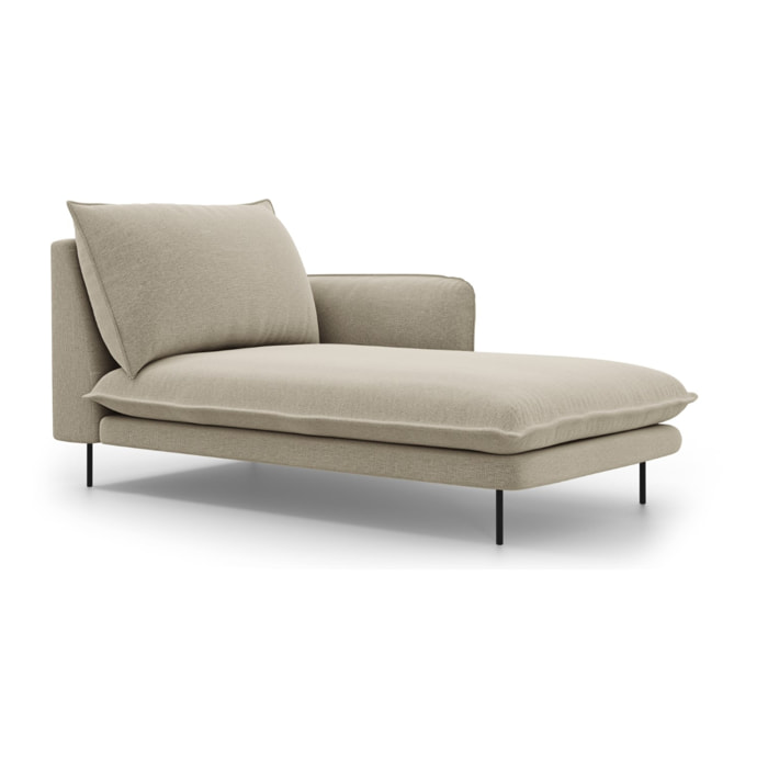 Méridienne droite "Vienna" en tissu structurel beige