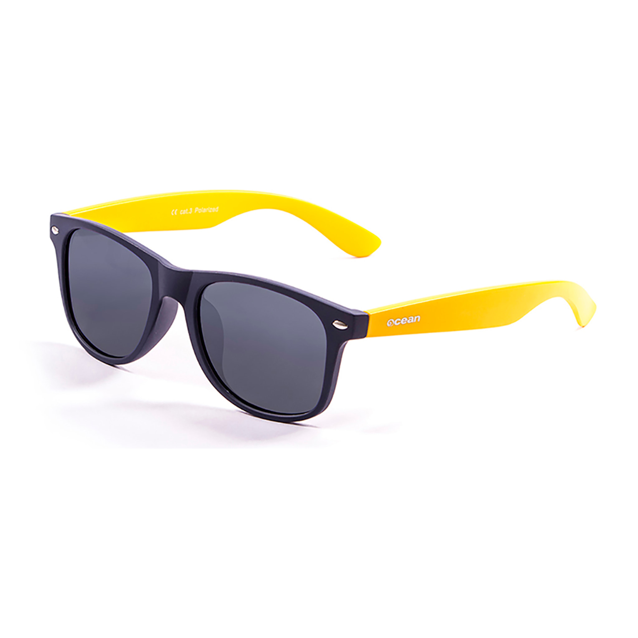 Gafas de sol OCEAN BEACH WAYFARER - Negro brillante / Amarilla
