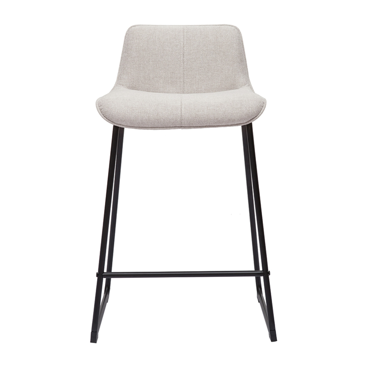 Tabourets de bar en tissu effet velours texturé beige et métal H65 cm (lot de 2) BOOST