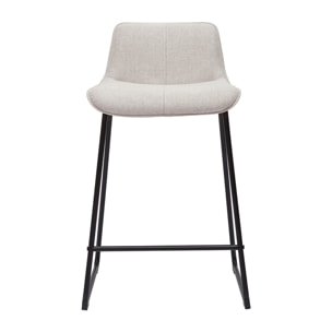 Tabourets de bar en tissu effet velours texturé beige et métal H65 cm (lot de 2) BOOST