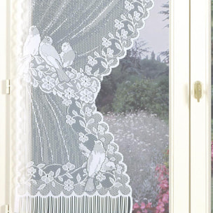 Paire de rideaux 'Bonne-Femme' dentelle et franges - Blanc
