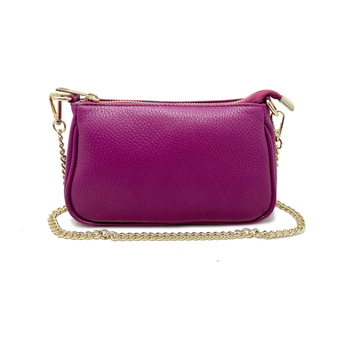 Chicca Borse - Tracollina Clutch Donna in Vera Pelle - Colore Viola