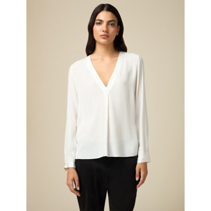 Oltre - Blusa de viscosa crepé - Blanco