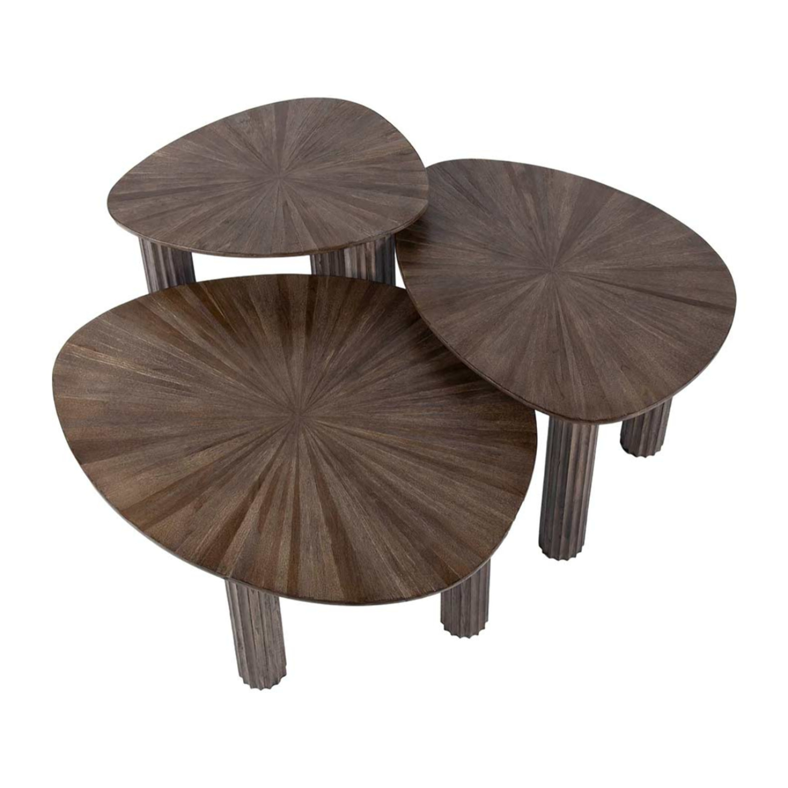 Tania - lot de 3 tables basses gigognes en teck massif - 76, 61 et 51 cm - Bois