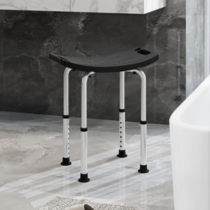 Tabouret de douche réglable antidérapant alu plastique noir