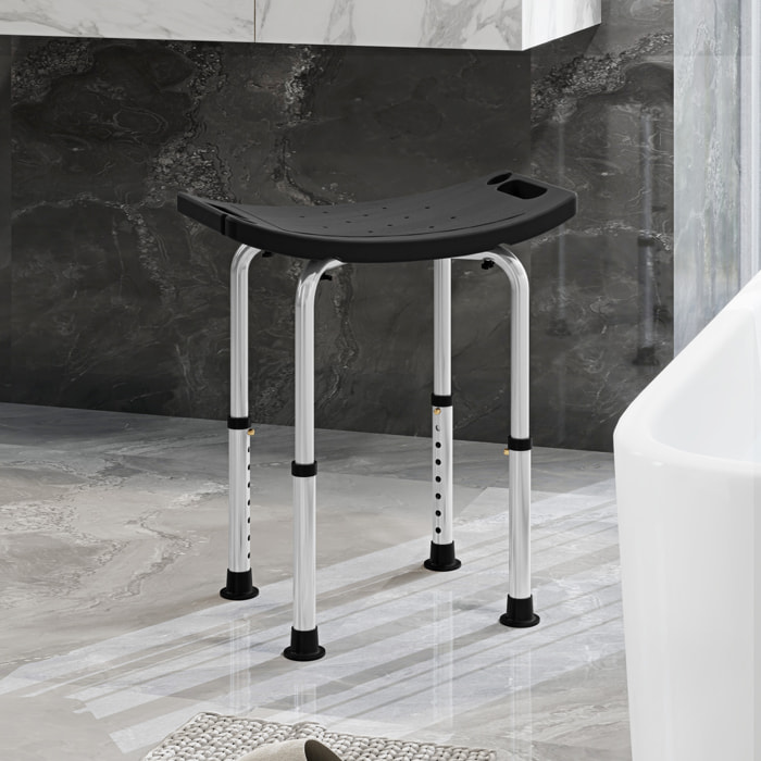 Tabouret de douche réglable antidérapant alu plastique noir