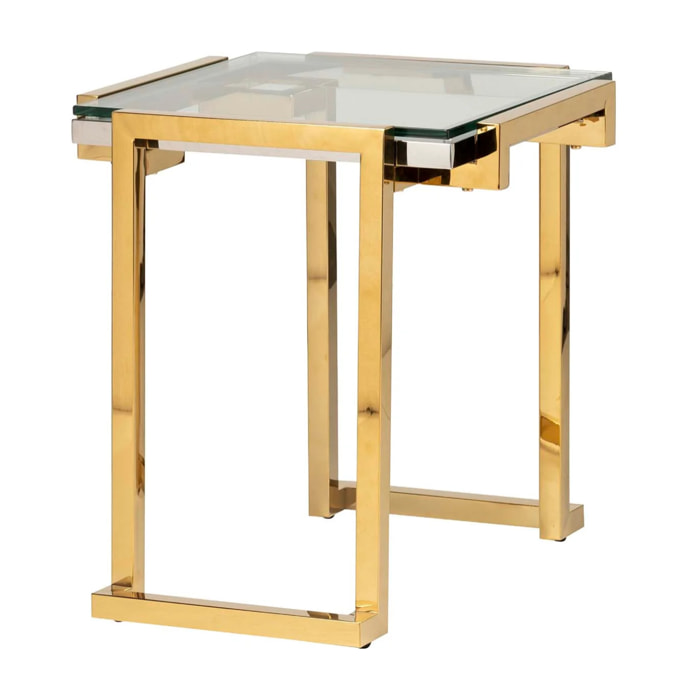 Mesa Auxiliar Acero Inoxidable Cristal Novosibirsk 55x55x60cm