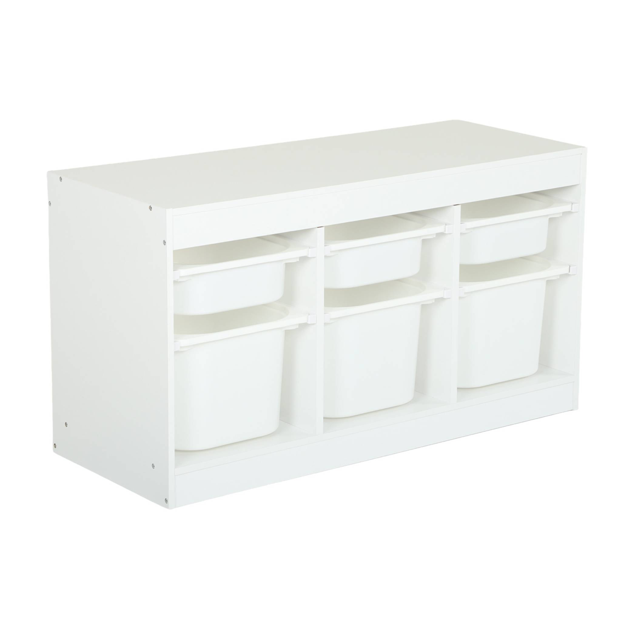 Meuble de rangement pour enfant décor bois 6 bacs de rangement SORA