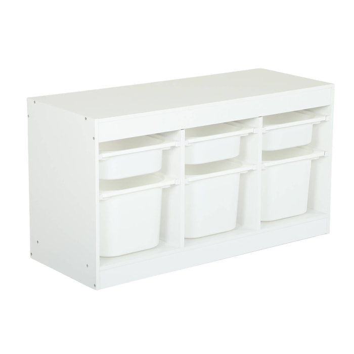 Meuble de rangement pour enfant décor bois 6 bacs de rangement SORA