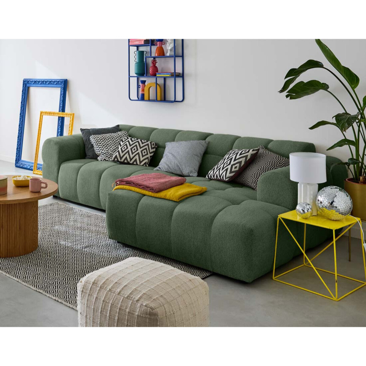 Ray - canapé d'angle droit - 4 places - en tissu texturé - Vert