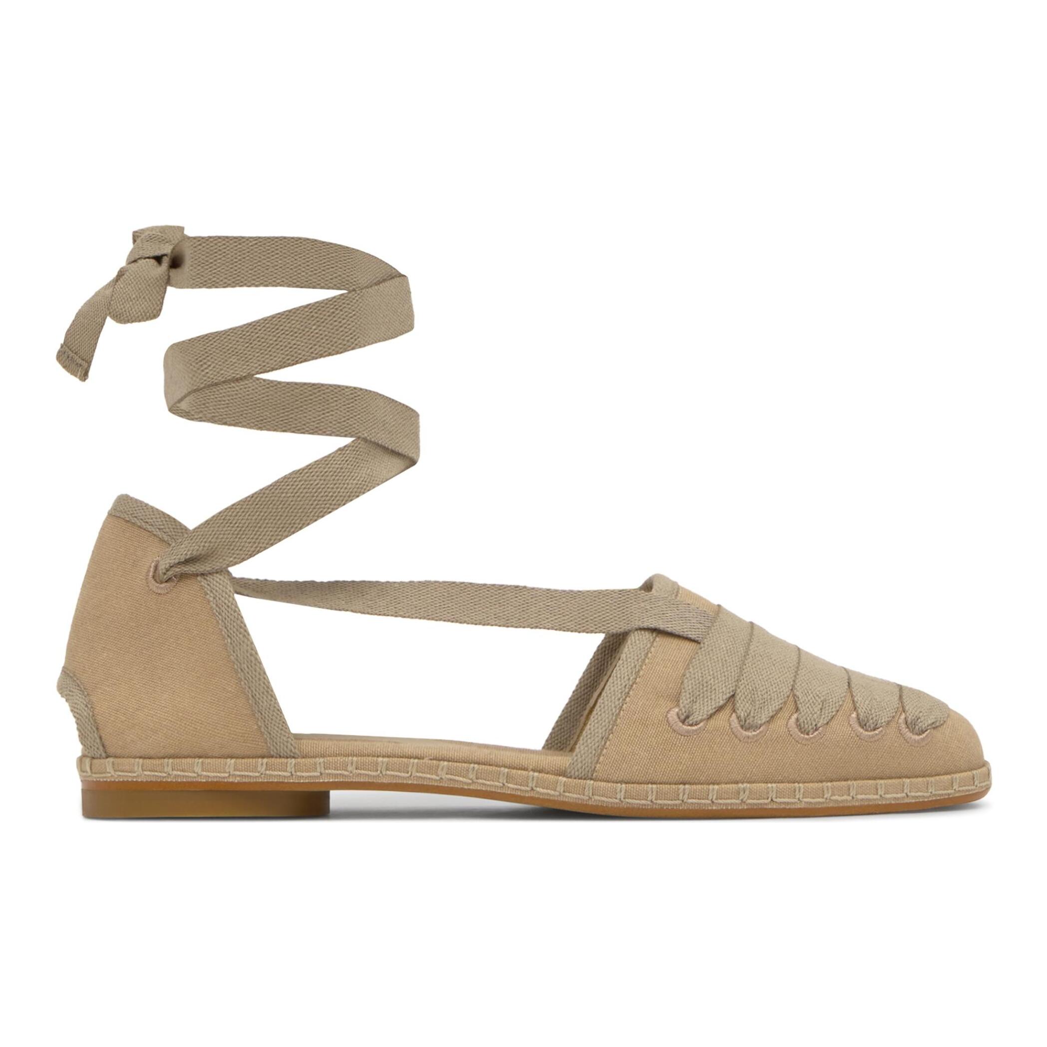 Alpargata plana embetada Glen en algodón con cintas y suela de cuerolite